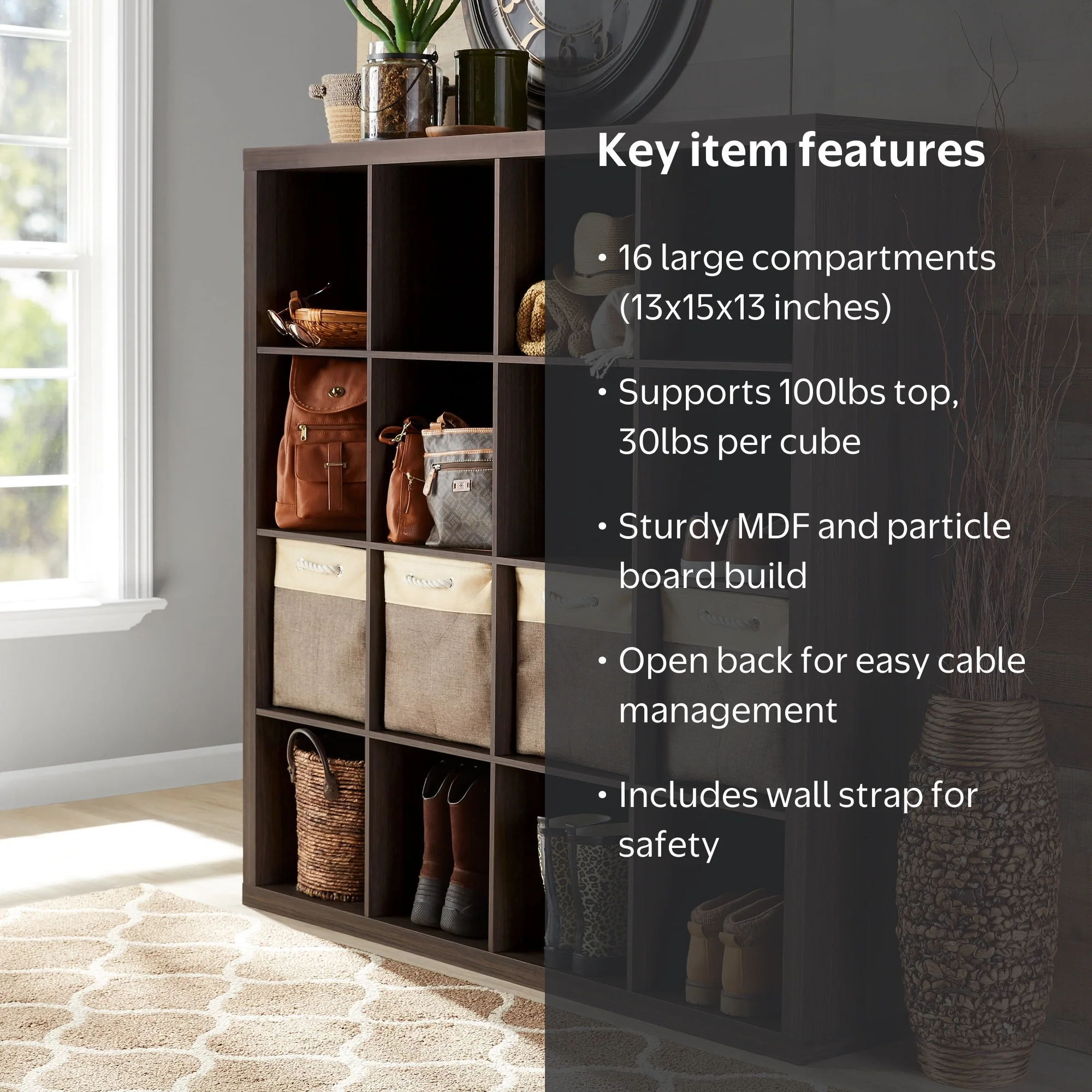 better homes & gardens 12 cube storage organizer tobacco oak 2 Organizer, White Texture This sturdy bookcase can stand vertically or horizontally to best suit your needs and space Stylish 9-Cube Storage Organizer by