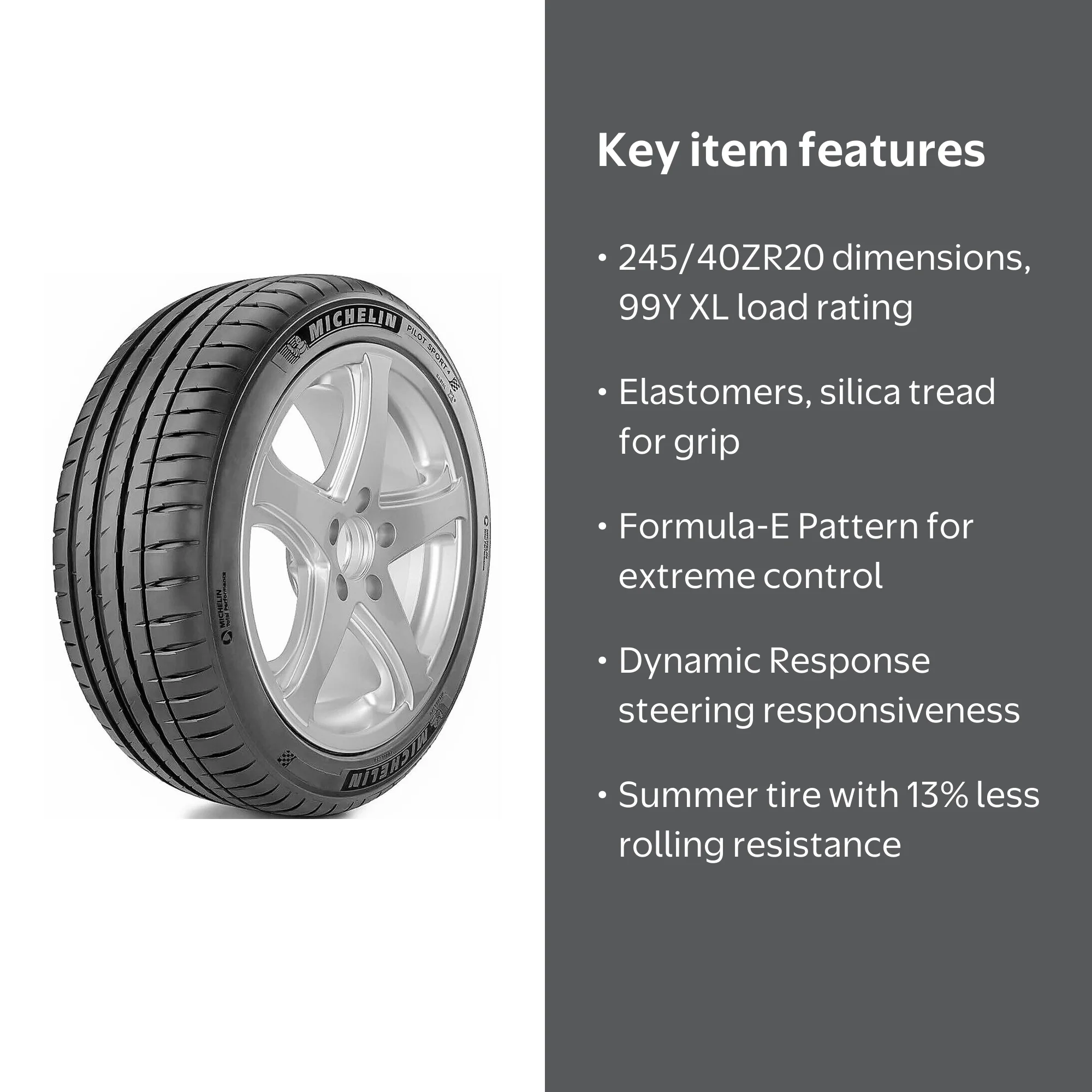 Michelin Pilot Sport 4 ZP 245/40ZR20 99Y XL Fits: 2014-16