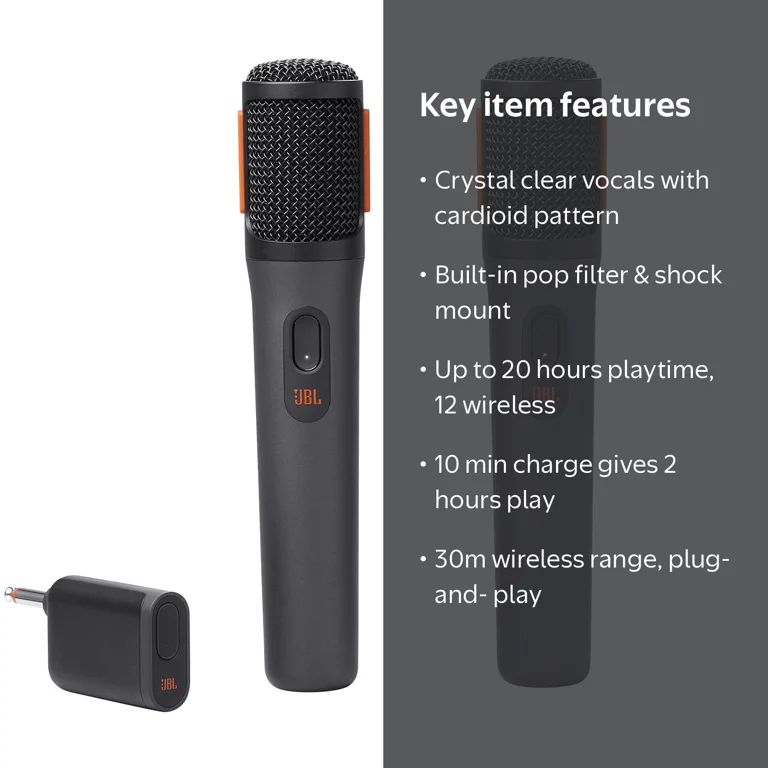 JBL, Wireless Microphone, 20 Hours Battery, Compatible with