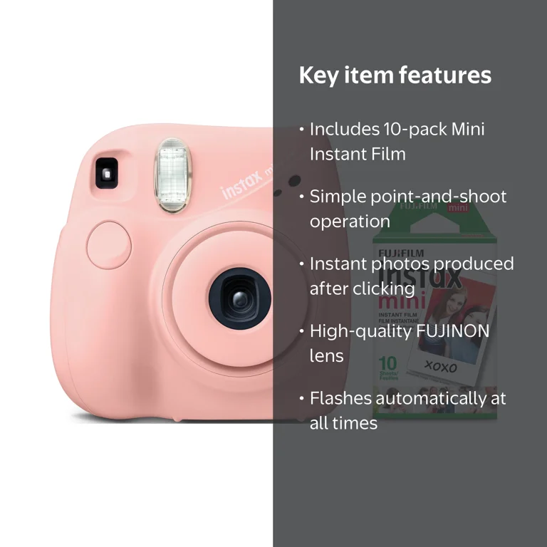 FUJI CARDIA 連写 Byu～N、チェキ　instax mini 7 Fujifilm Instax Mini 7+ Instant Camera, Light Pink with Bonus 10