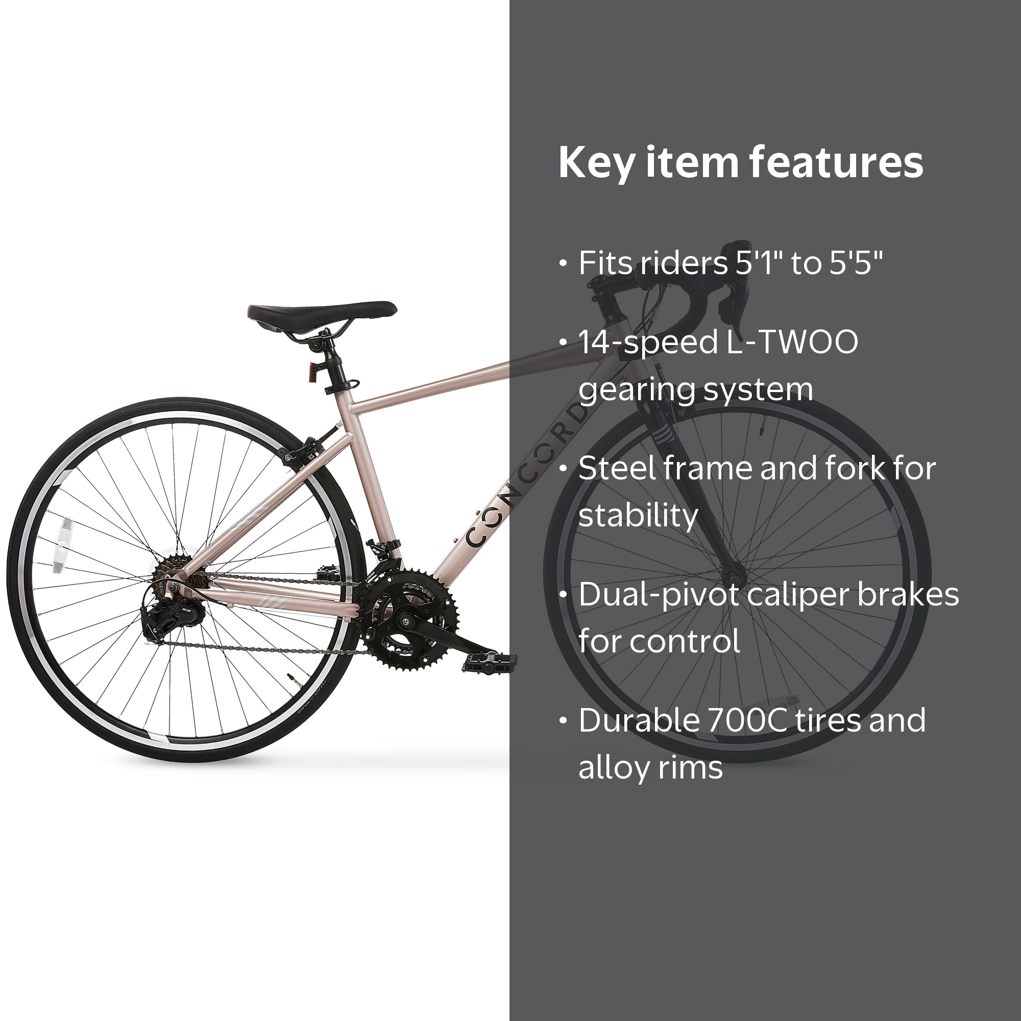 Concord Bikes Alaris 700C 2x7 Speed Road Bike, Pink, Small, Fits