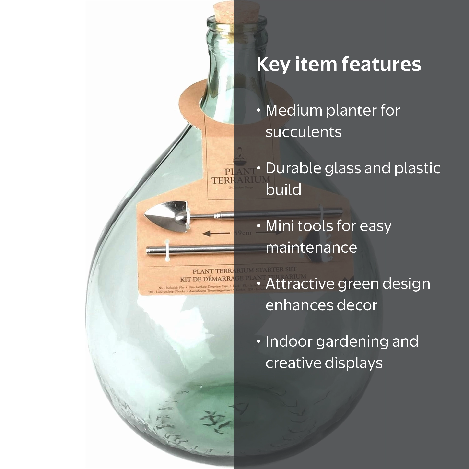 Esschert Design Glass Terrarium Bottle, Green, Medium Size