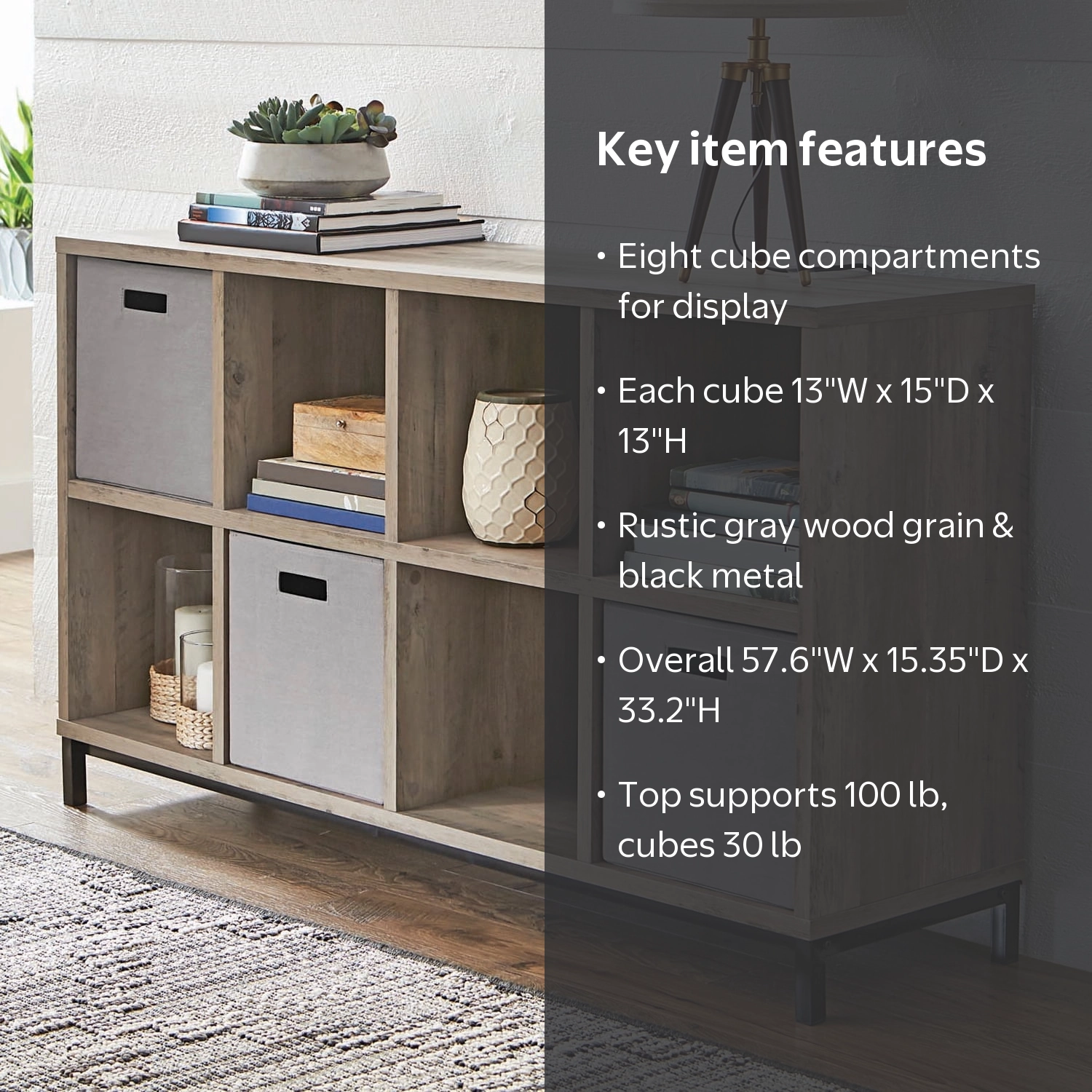 Better Homes & Gardens 8-Cube Organizer with Metal Base, Rustic