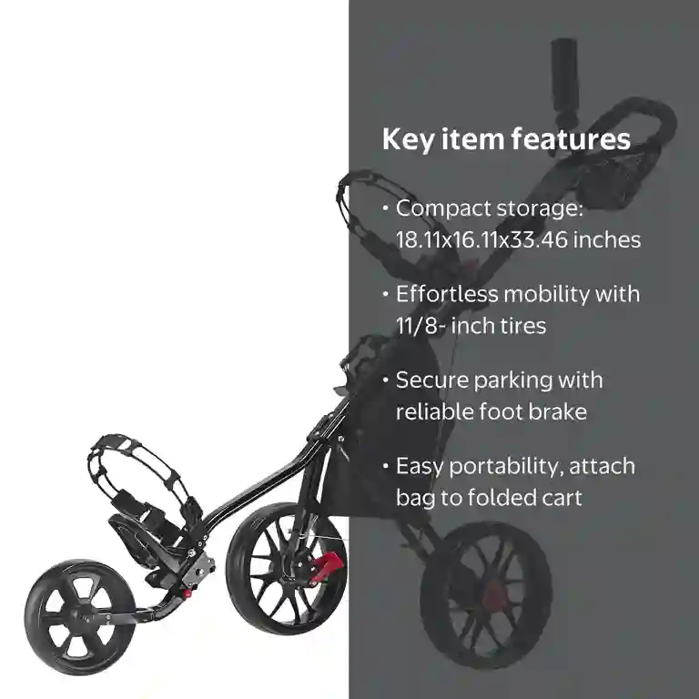 CaddyTek, CaddyLite 11.5 V3 Golf Push Cart, Black, Umbrella Holder CaddyTek, CaddyLite 11.5 V3 Golf Push Cart, Black, Umbrella Holder
