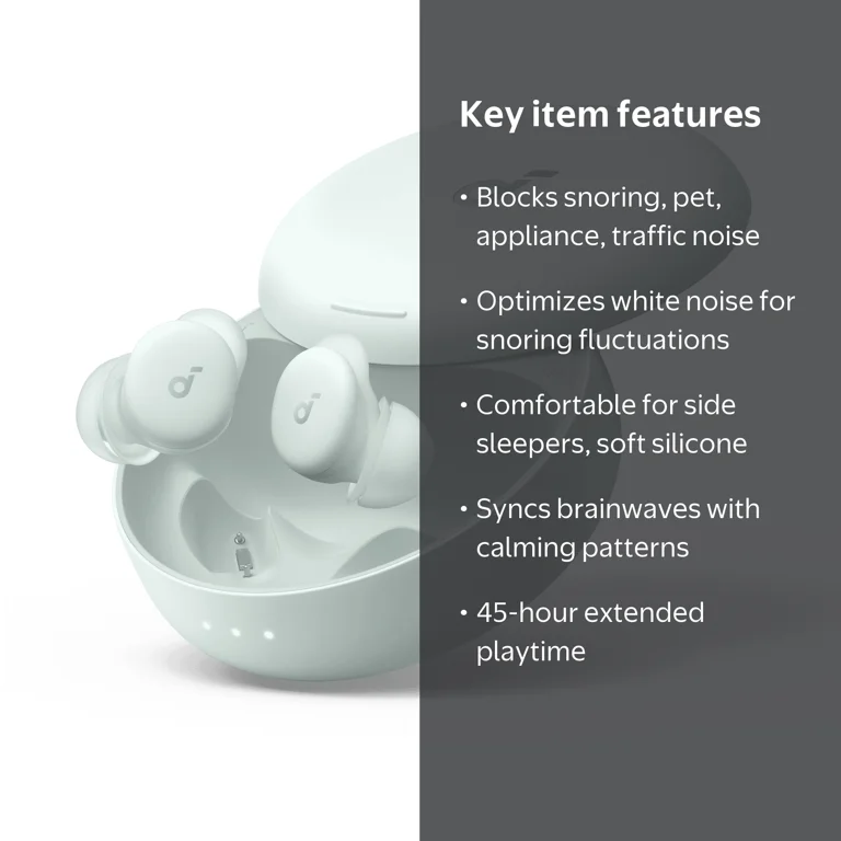 Soundcore, Sleep Earbuds, Smart Active Noise Cancelling, 45H