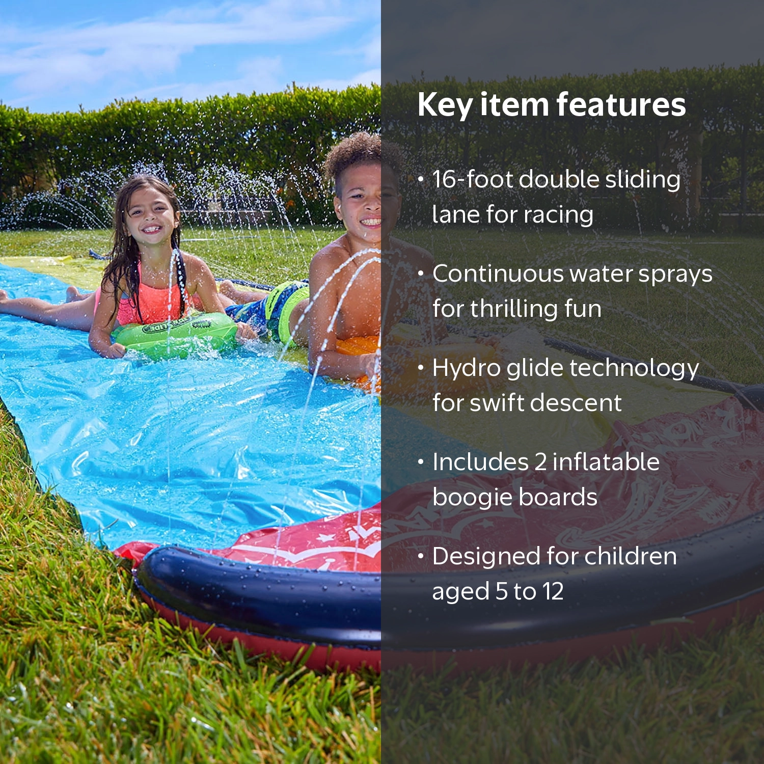 Wham-O, Slip'N Slide Water Racer, 16 ft, Double Sliding Lane