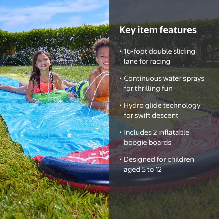 Wham-O, Slip'N Slide Water Racer, 16 ft, Double Sliding Lane