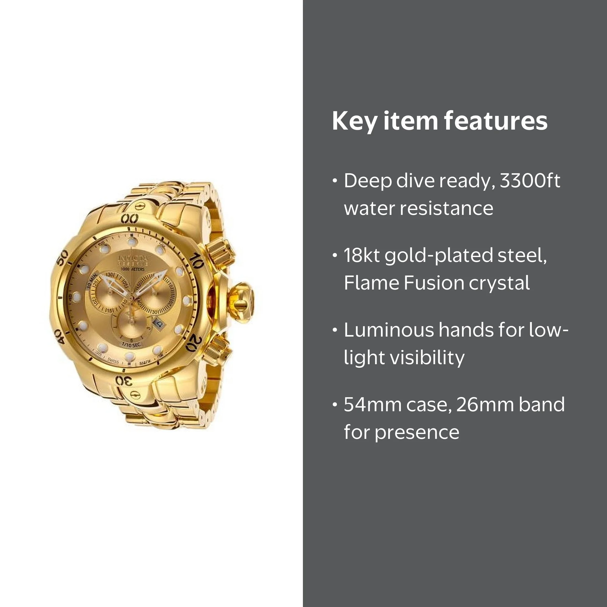 Invicta Men's Venom Reserve Chronograph 18K Gold Plated Steel Gold