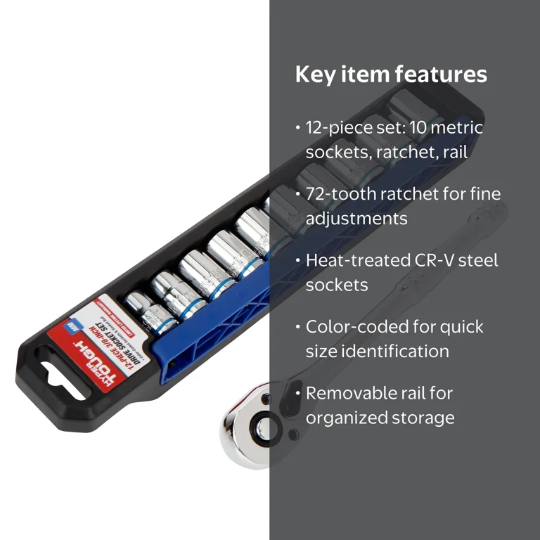 ht Hyper Tough 12-Piece 3/8-inch Drive Socket Set mm, Model 42883