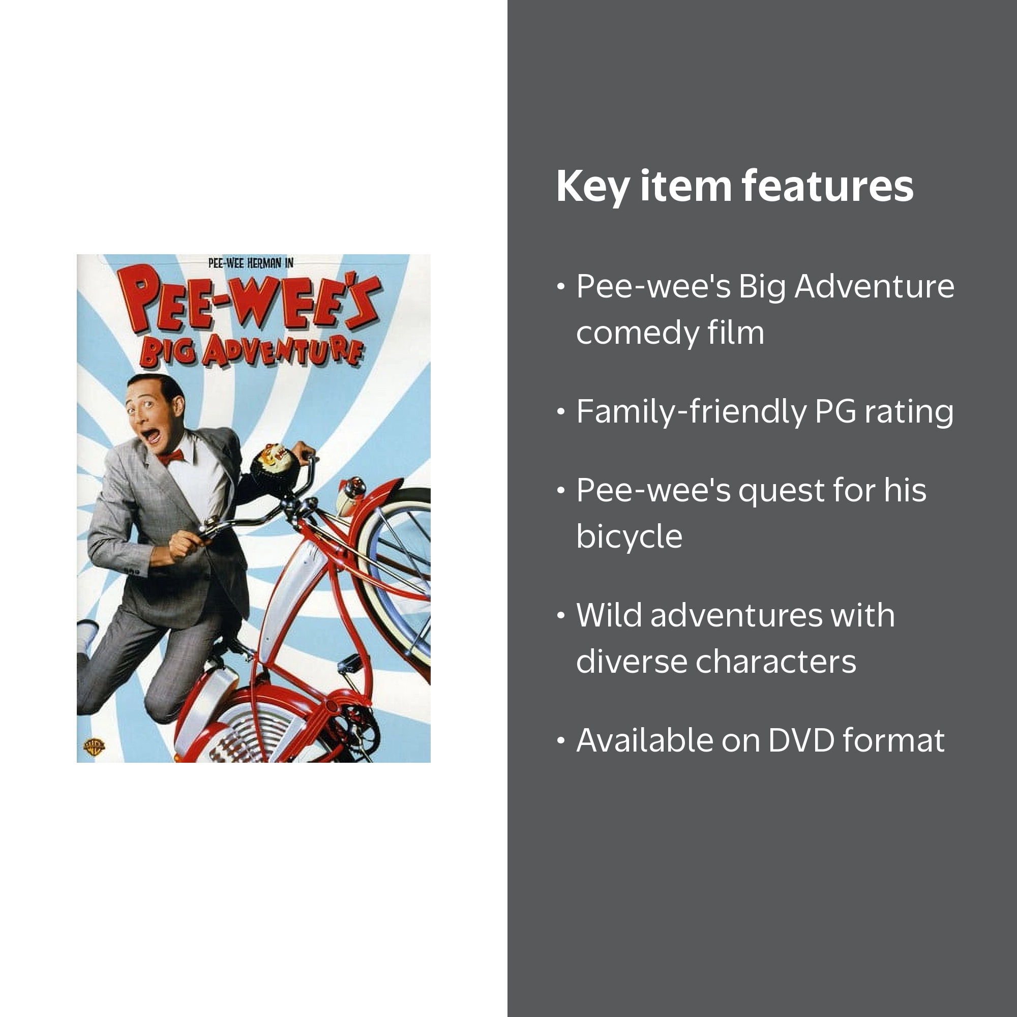 SDS, Pee-wee's Big Adventure DVD, PG, 1992, Features Classic