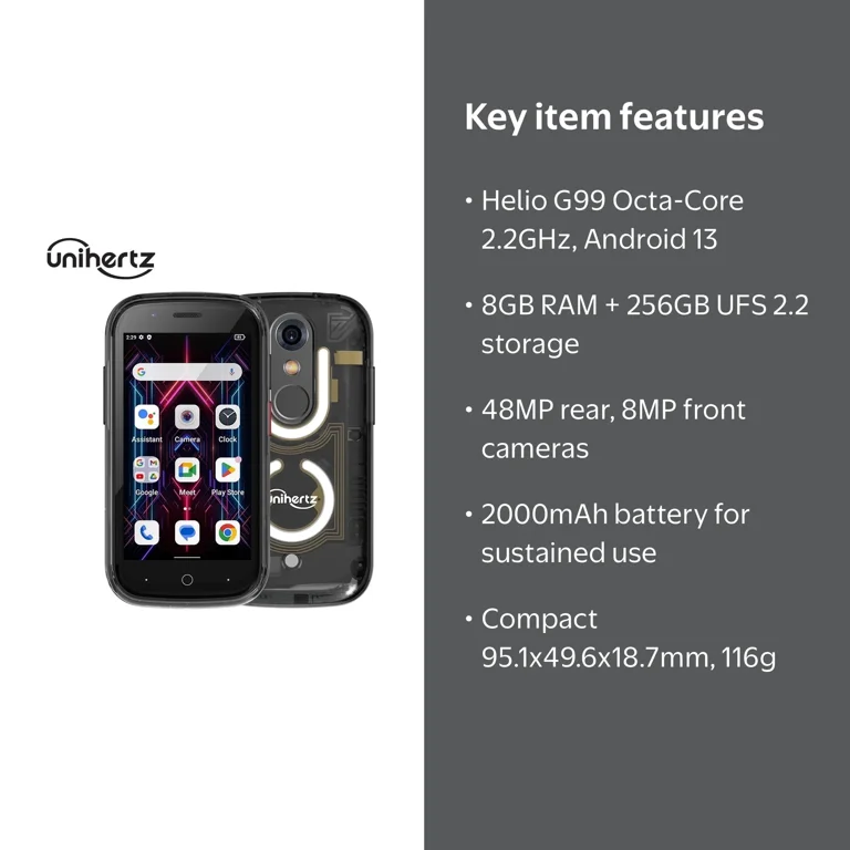 Unihertz Jelly Star, Smallest 4G Android 13, LED Light, NFC OTG