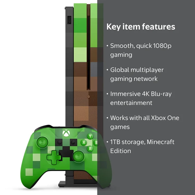 Restored Microsoft Xbox One S 1TB Console Minecraft Edition