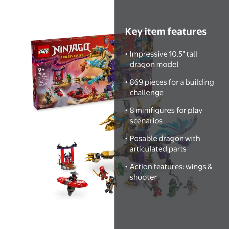 LEGO NINJAGO Arc Dragon of Focus Battle Playset - Kids Toy for