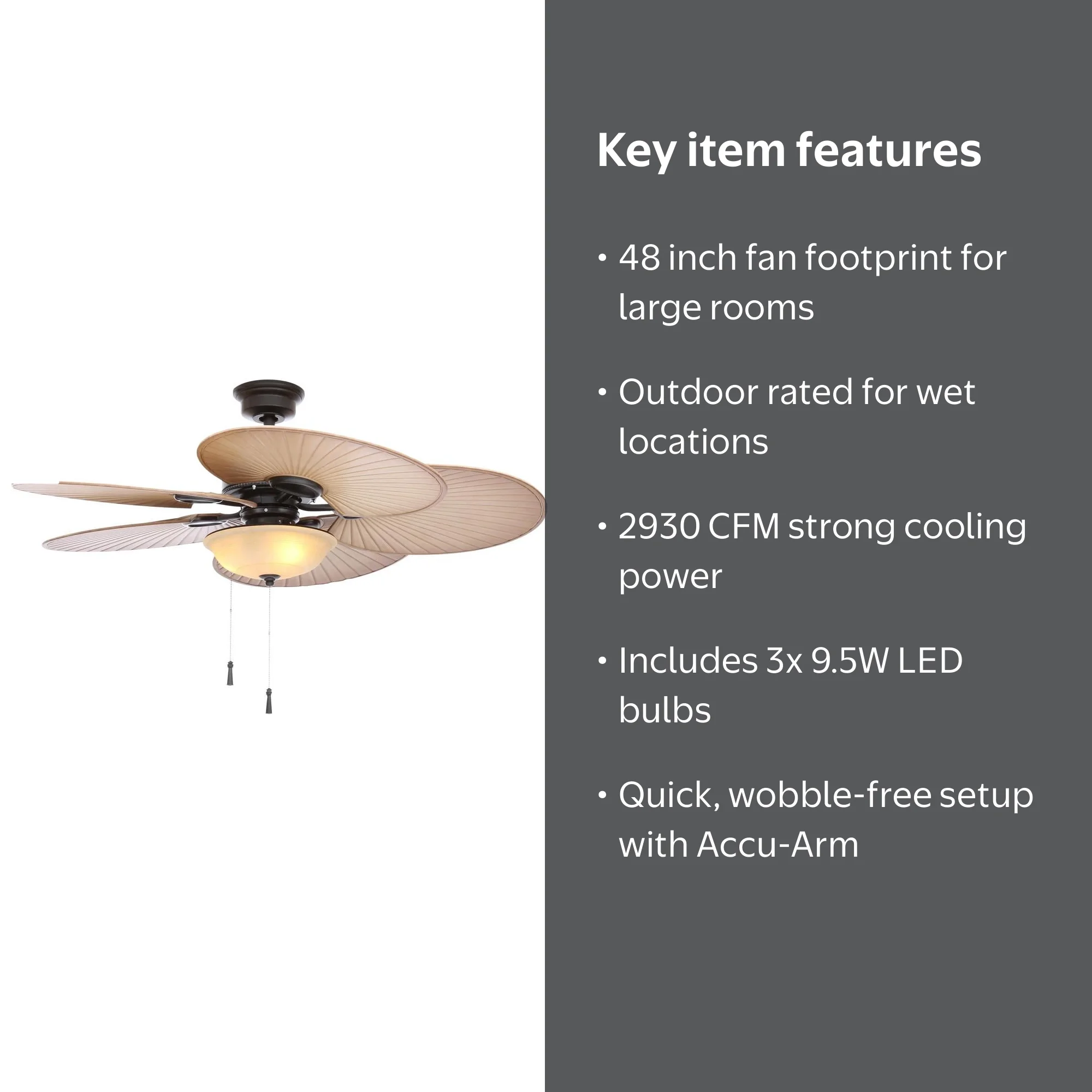 Hampton Bay Havana 48 in. LED Natural Iron Ceiling Fan with Light