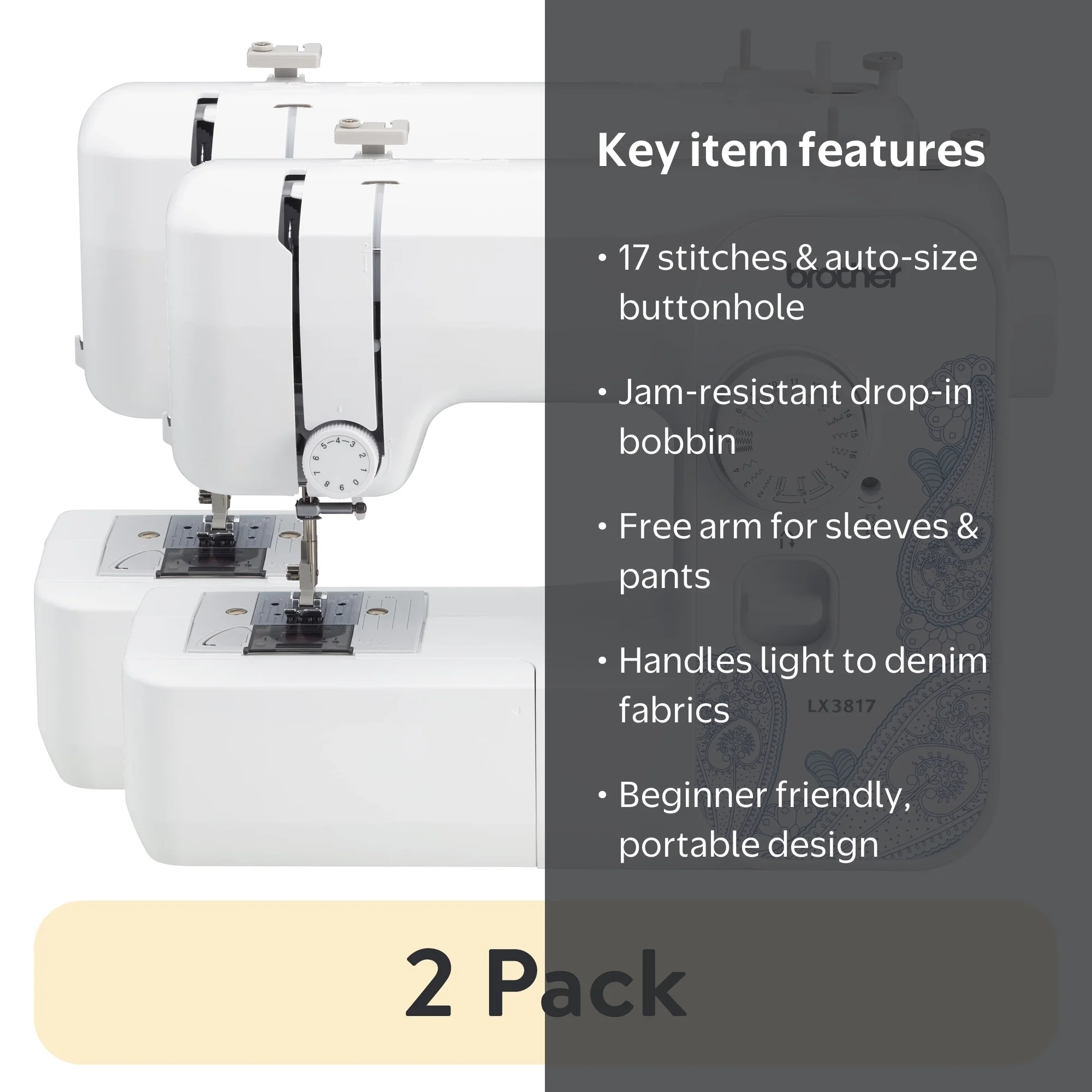 2 pack) Brother LX3817 Full Size 17 Stitch Mechanical Sewing