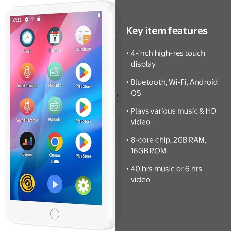 MECHEN, MP3 Player, 4 inch full touch screen, Bluetooth, Wifi