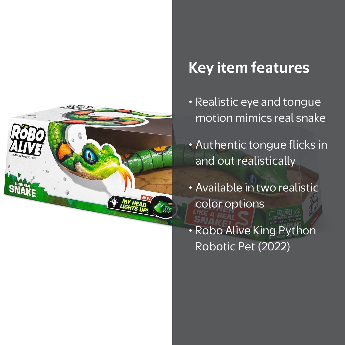 ZURU Robo Alive King Python Robotic Pet Figure, Slithering Snake