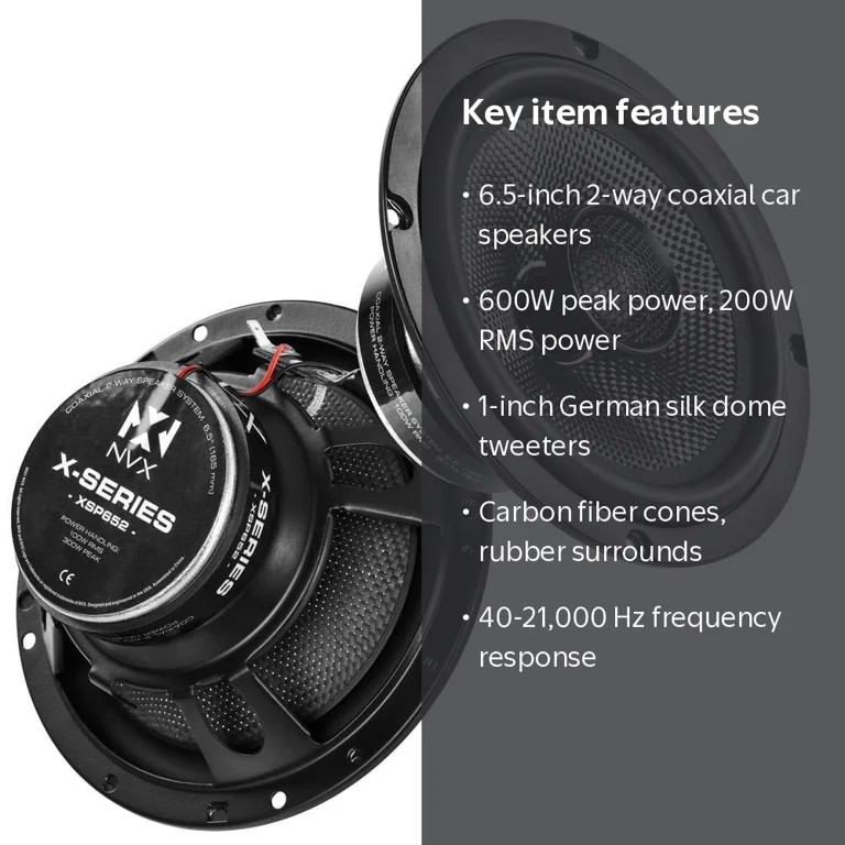 NVX, 6.5-inch Coaxial Speakers, XSP652, 600W Peak, Carbon Fiber