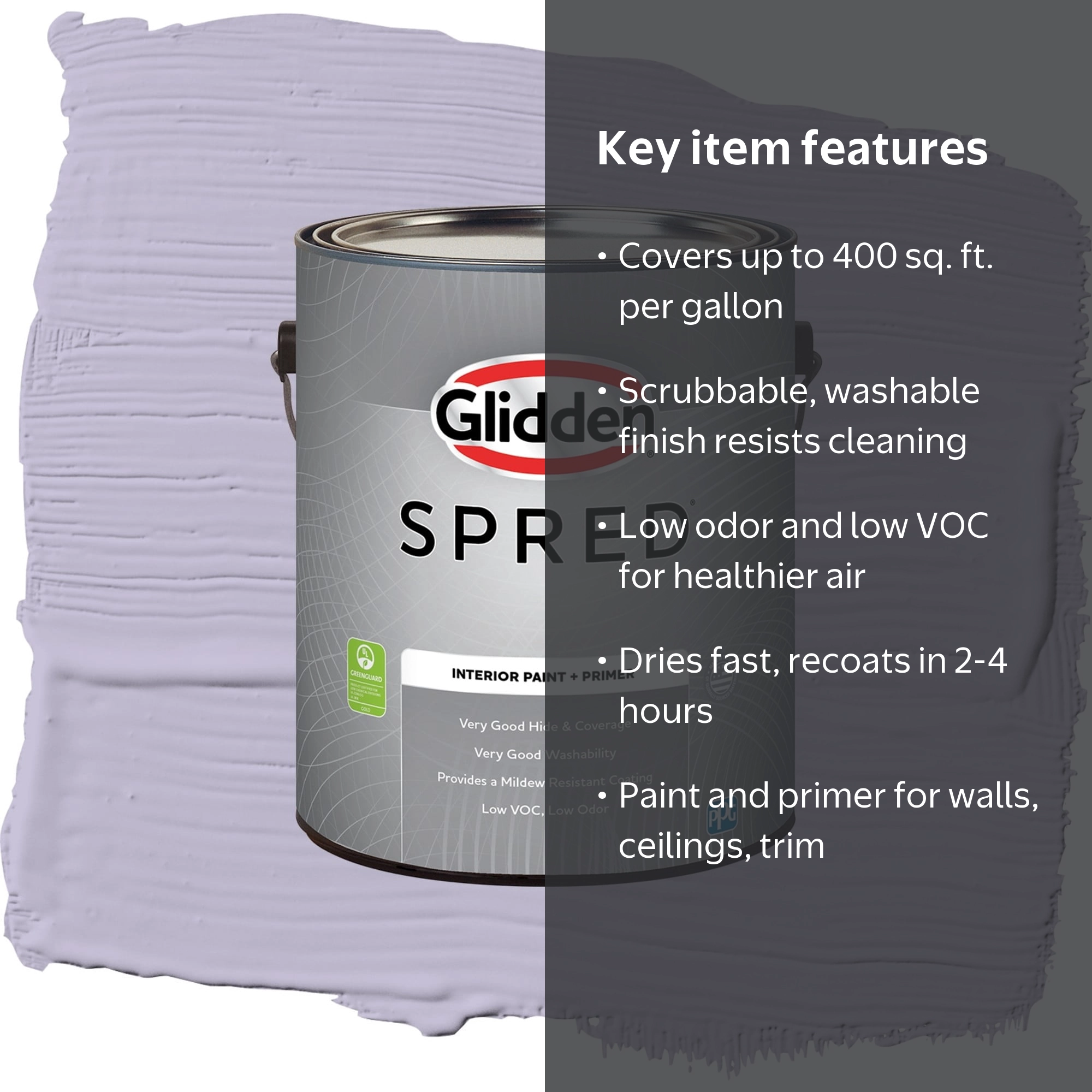 Glidden Spred Wild Lilac Semi Gloss Interior Paint and Primer, 1