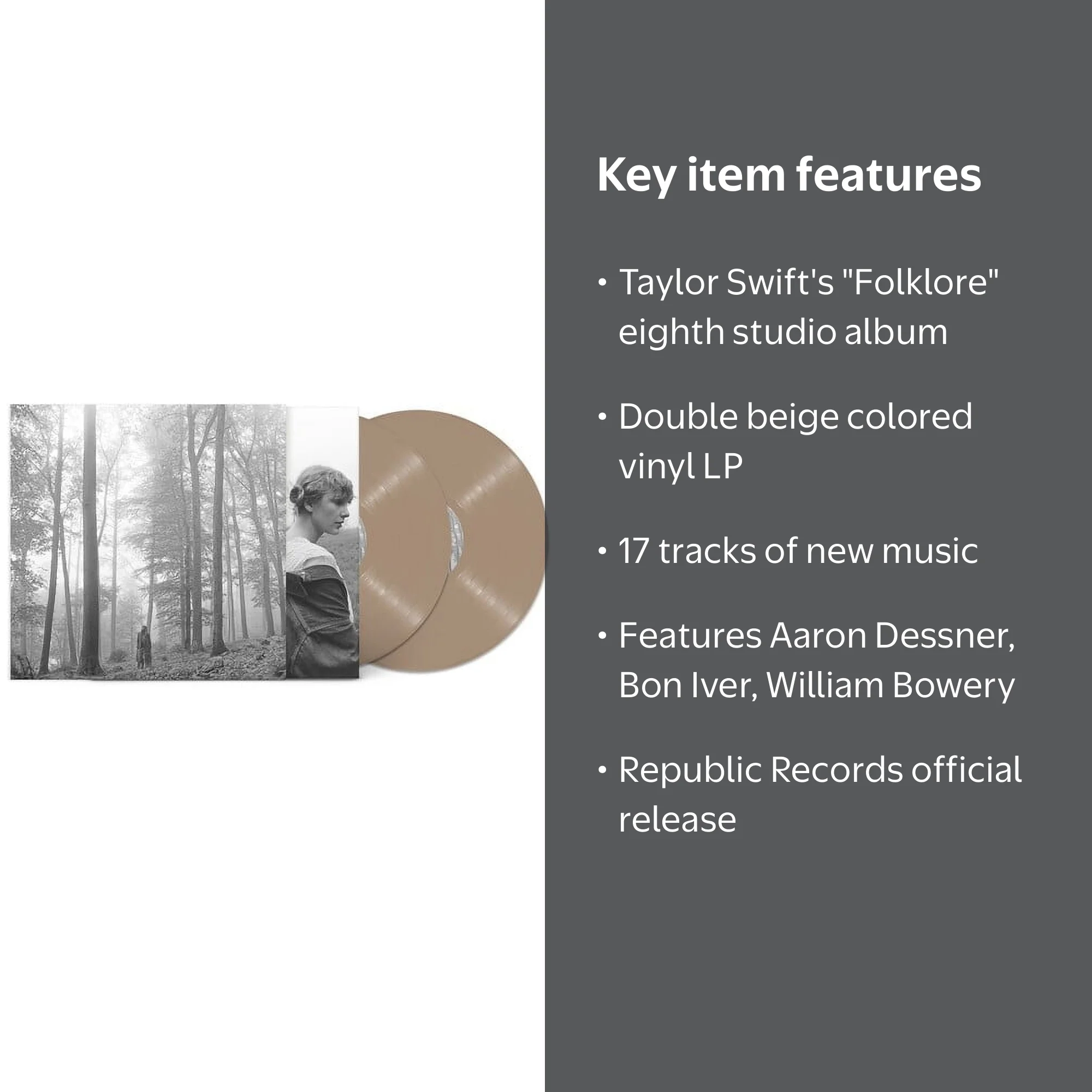 Taylor Swift - Folklore Double Beige Colored Vinyl LP - Music