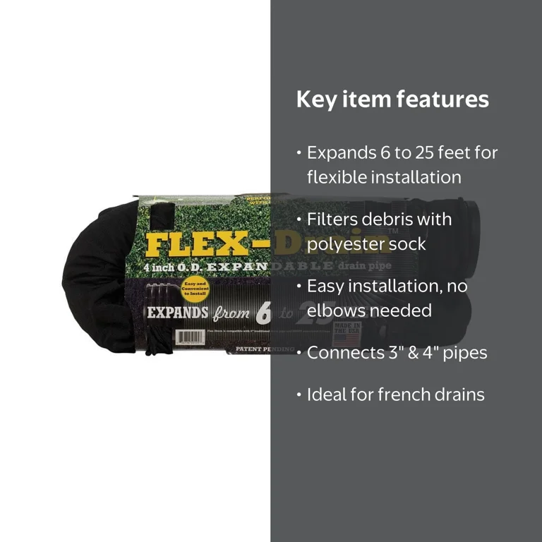Flex Drain 51510 25' Perforated FLEX-Drain¬Æ With Sock - Walmart.com