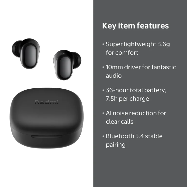 Xiaomi Redmi Buds 6 Play, 10mm Dynamic Driver, AI Noise Reduction