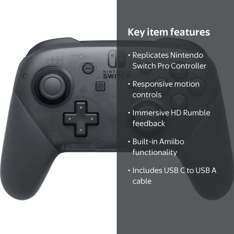 Nintendo Switch Pro Controller, Motion Controls, HD Rumble, Built