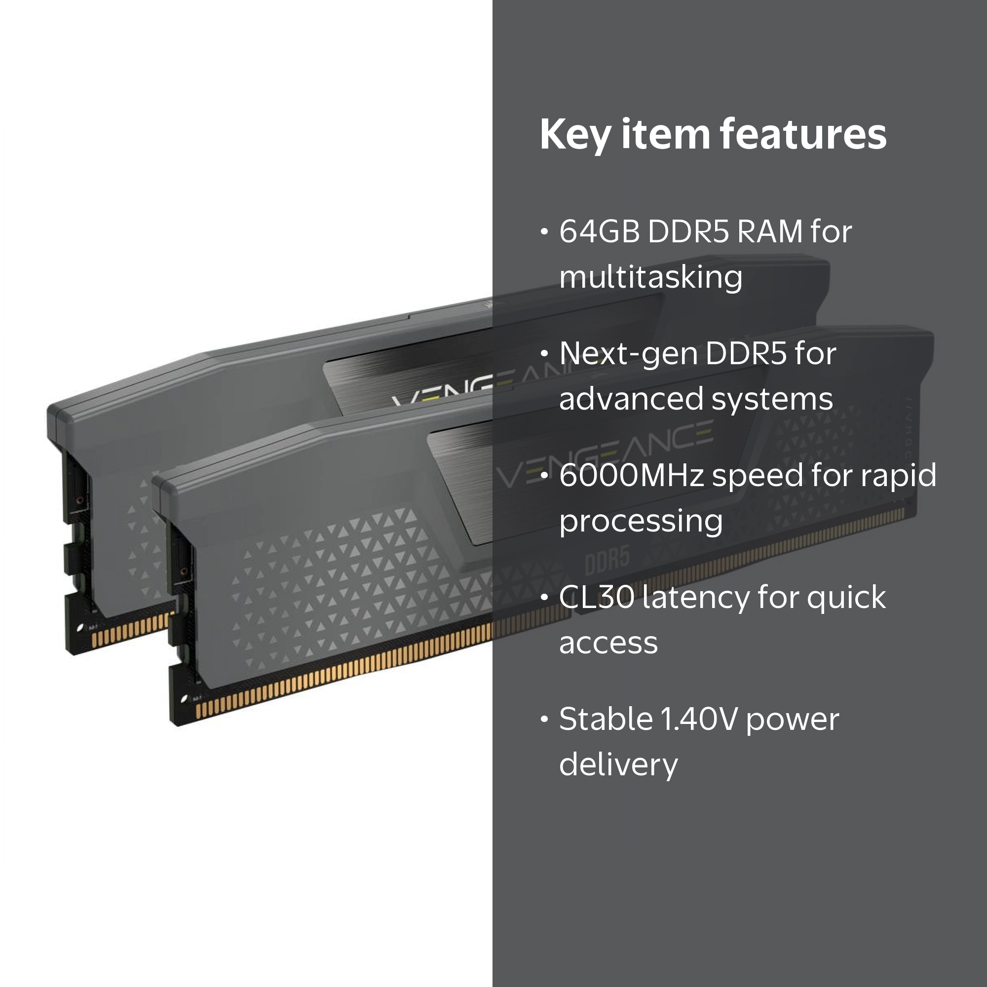 K*可様 CORSAIR VENGEANCE DDR5 64GB Corsair Vengeance 64GB (2 x 32GB) DDR5 6000, CL30 1.40V - Walmart.com
