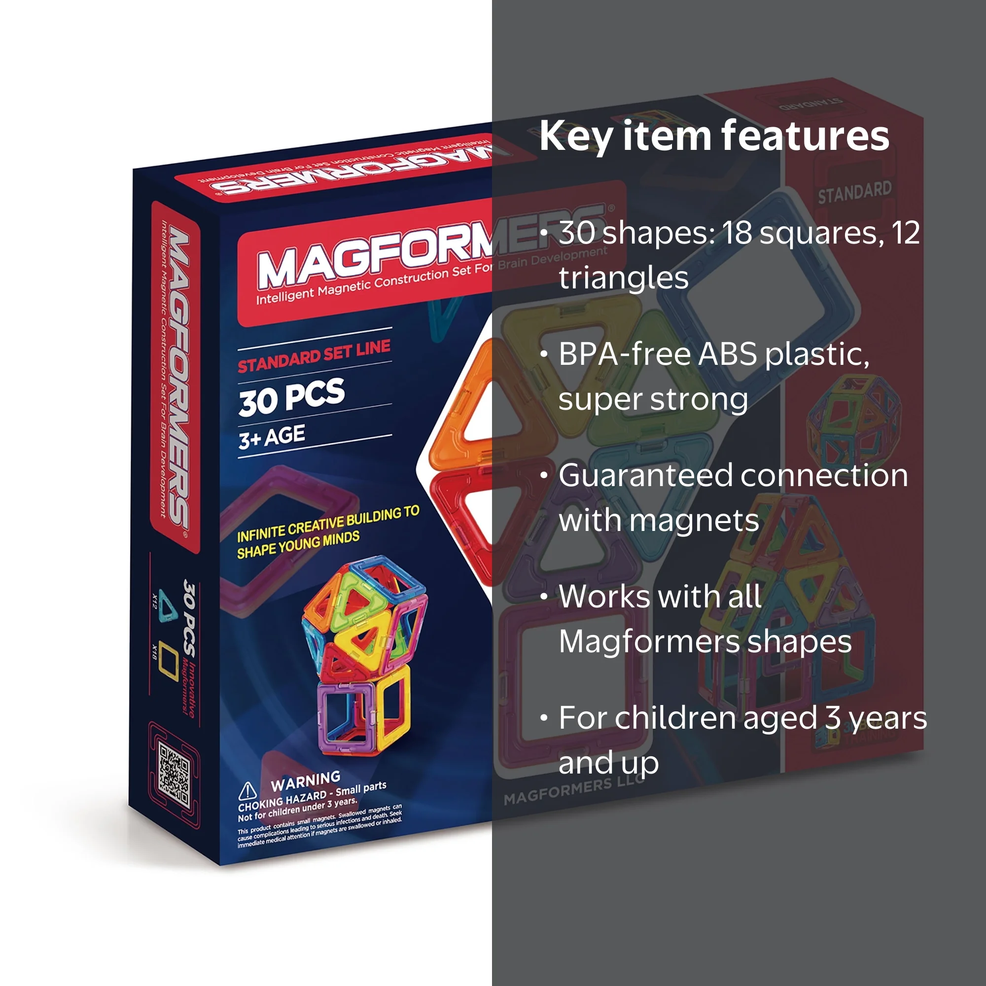 Magformers Magnetic Building Toys for Kids - Basic Rainbow Set