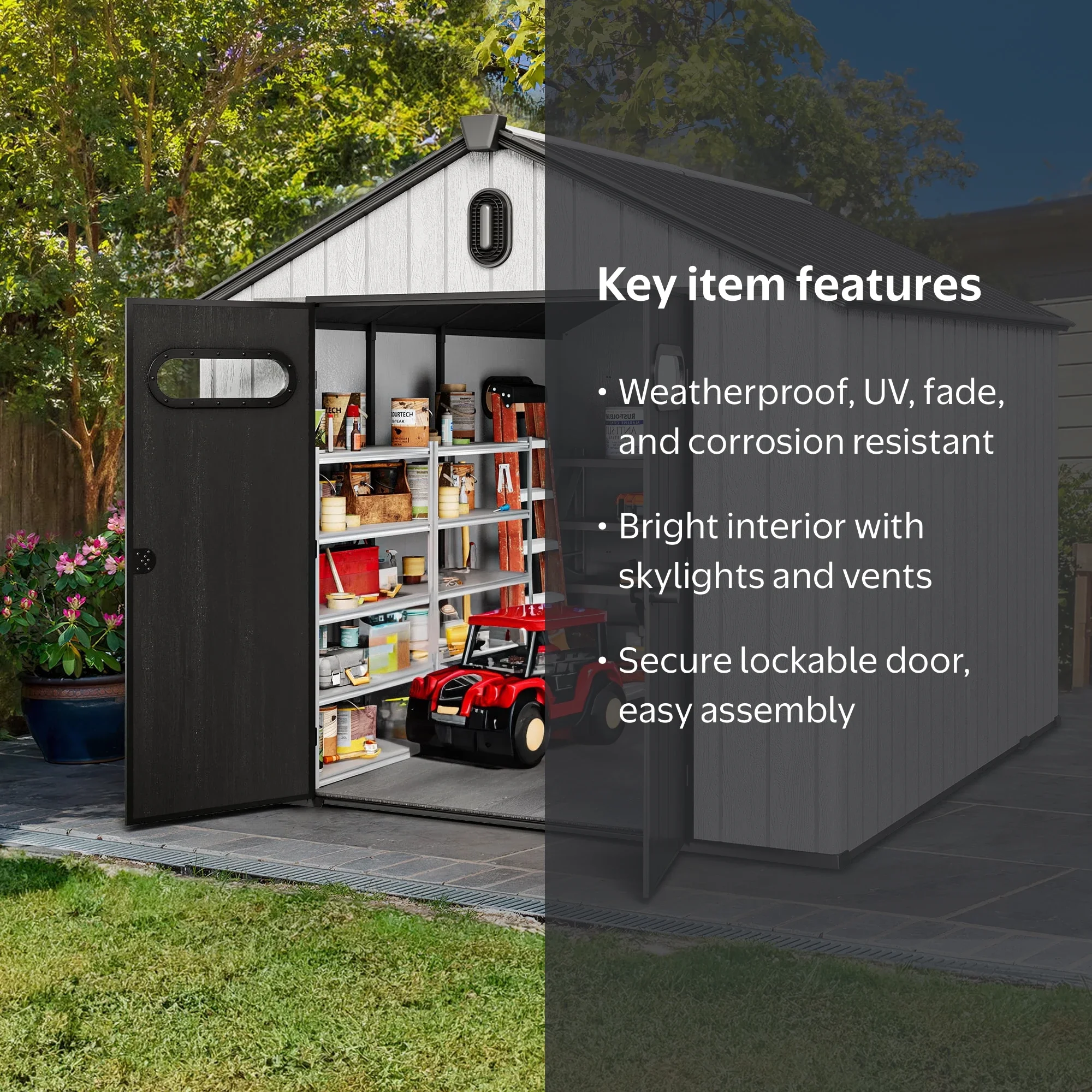 Dextrus, Outdoor Resin Storage Shed, 8'x10' with Floor - Walmart.com