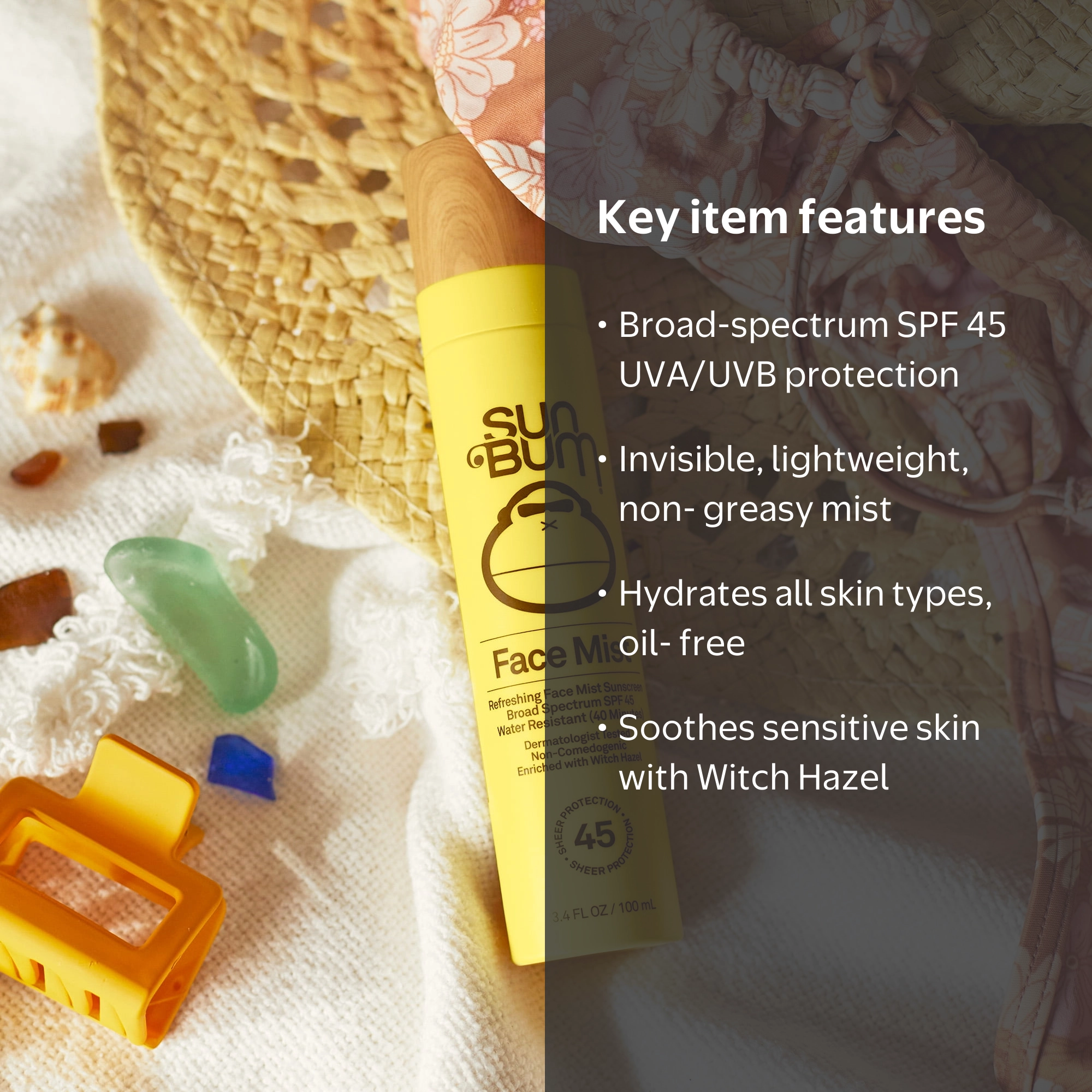 Sun Bum Water Resistant SPF 45 Sheer Facial Sunscreen Mist