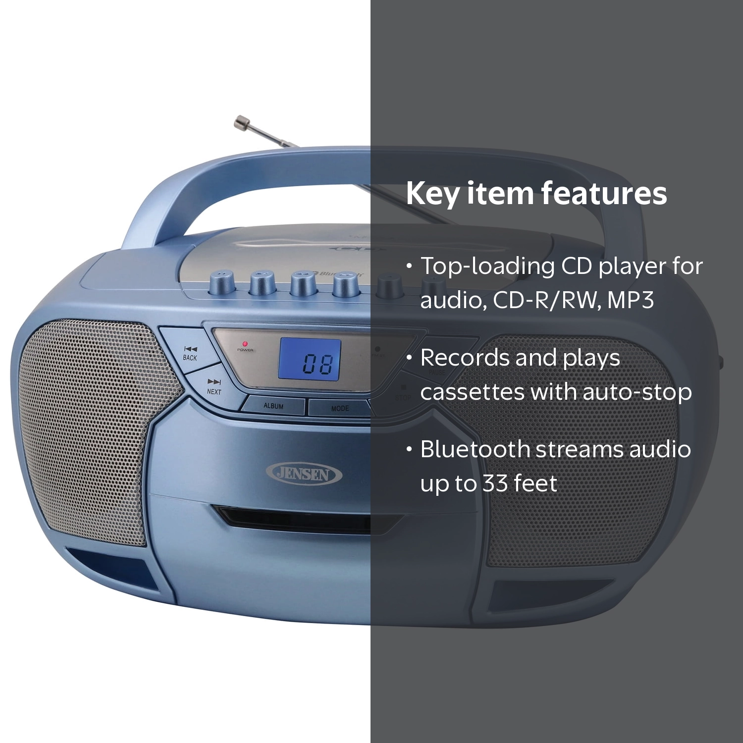 JENSEN CD-590 3-Watt Portable Stereo CD and Cassette Player