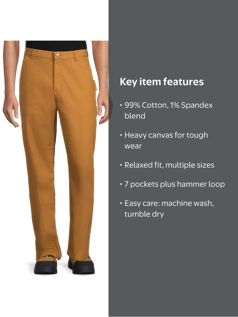 Brahma Men's Workwear Carpenter Pants, Durable Canvas, Relaxed Fit