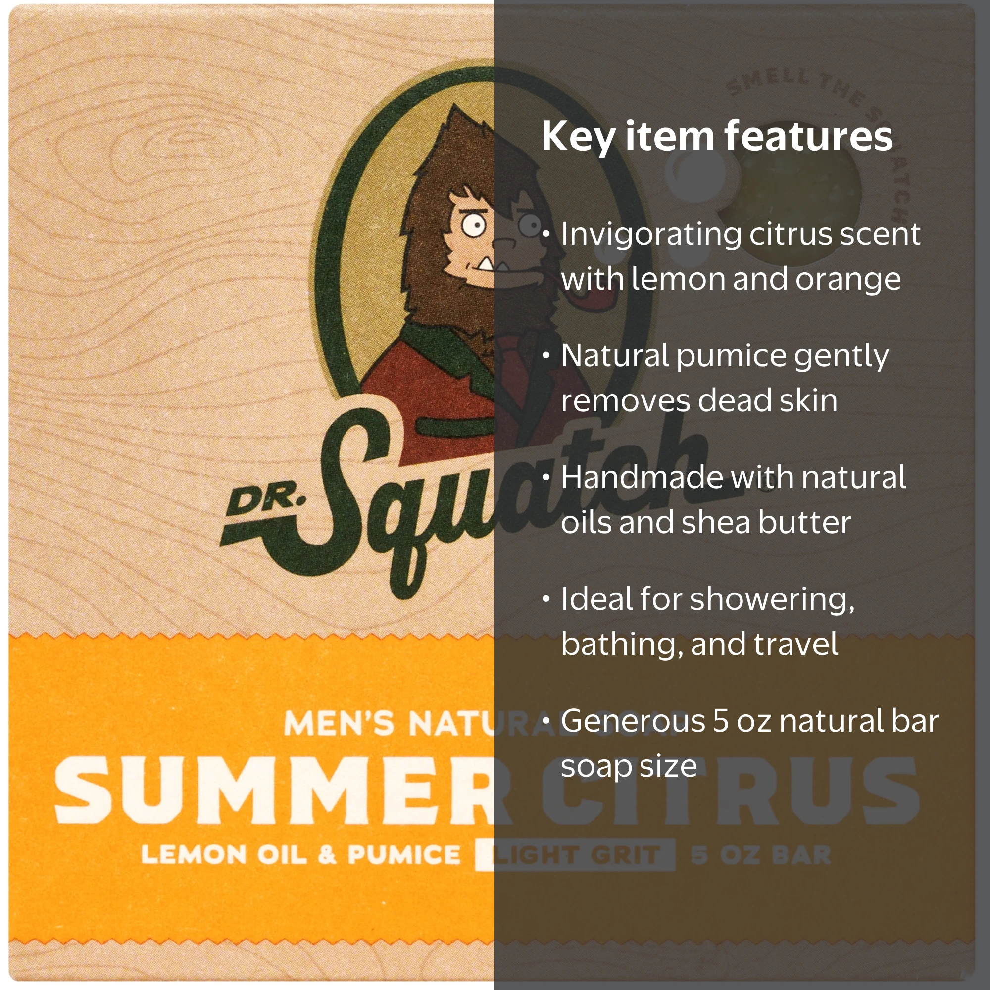 Dr. Squatch Men's Soap, Natural Bar Soap for Men, Summer Citrus, 5