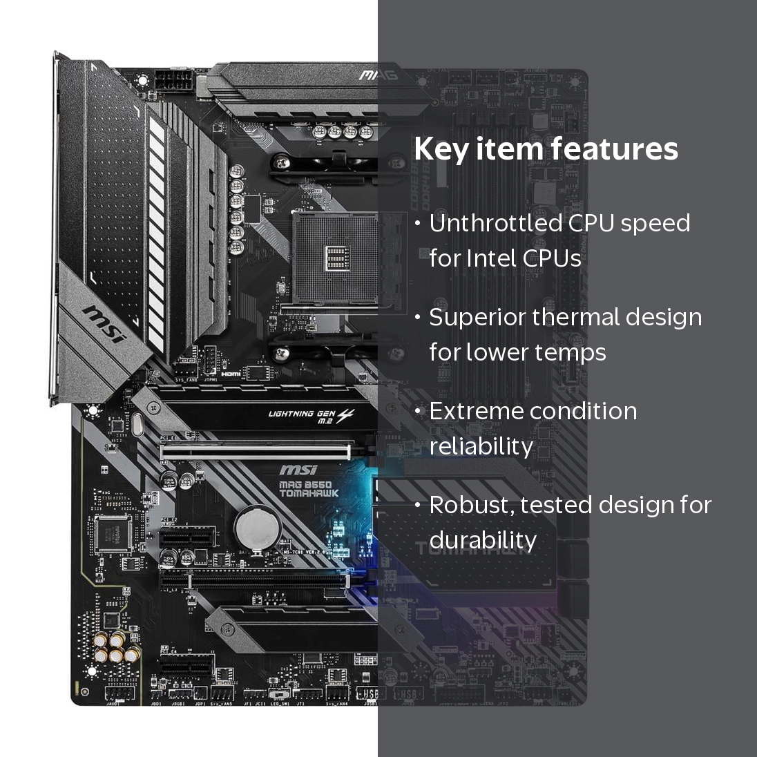 MSI MAG B550 TOMAHAWK AMD Ryzen Motherboard - AM4, SATA 6Gb/s, USB