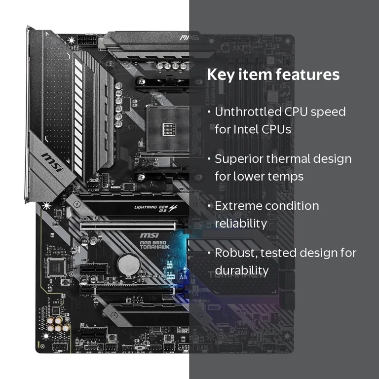 MSI MAG B550 TOMAHAWK AMD Ryzen Motherboard - AM4, SATA 6Gb/s, USB