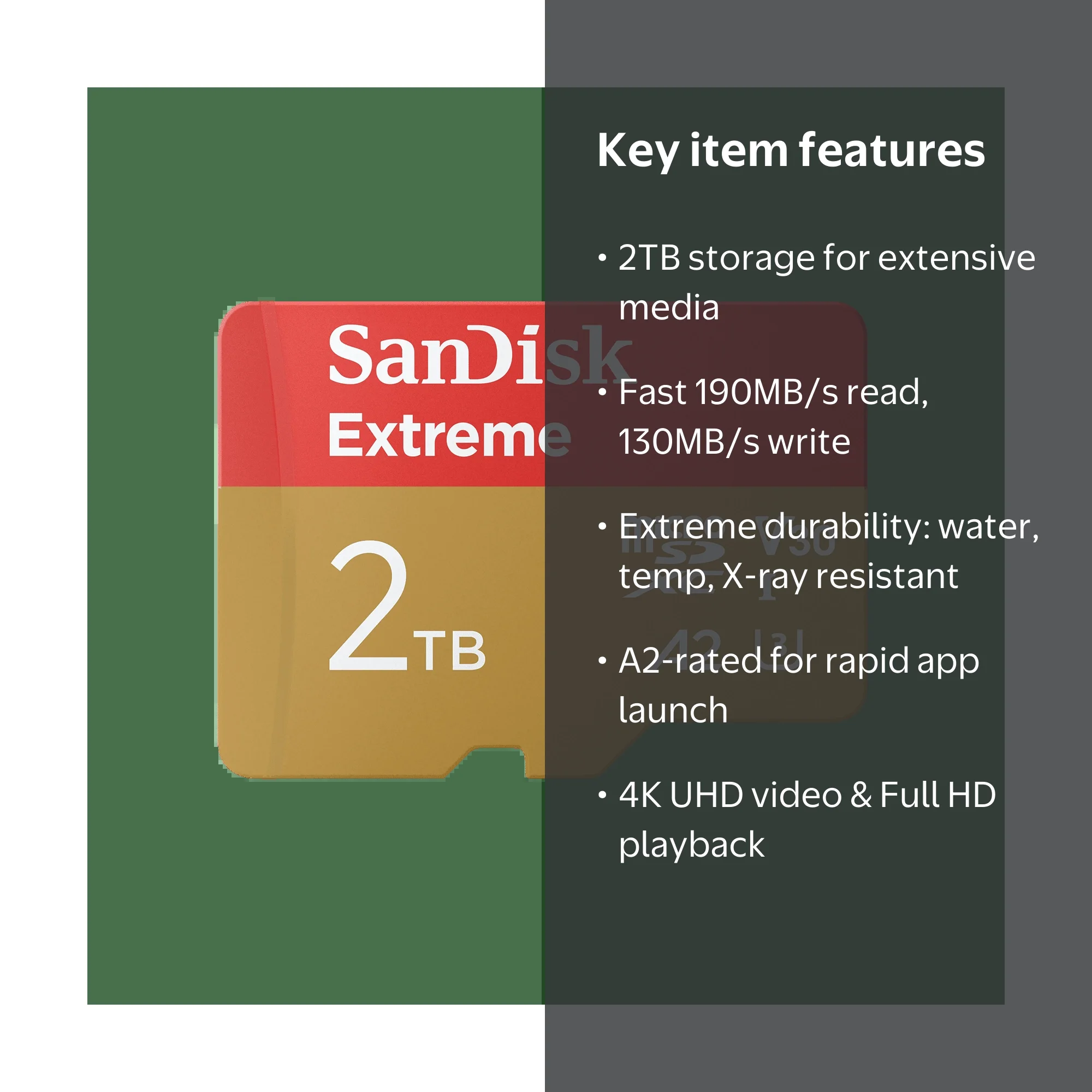 SanDisk, microSDXC Memory Card, 2TB Extreme, Up to 190MBPs