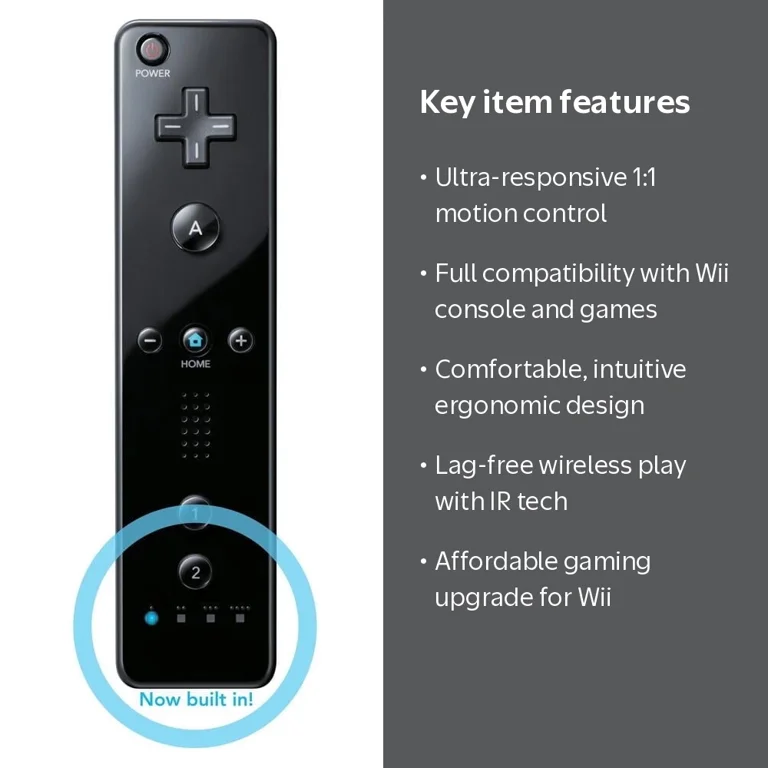 Nintendo Black Wii Remote with Motion Plus Wireless Controller for