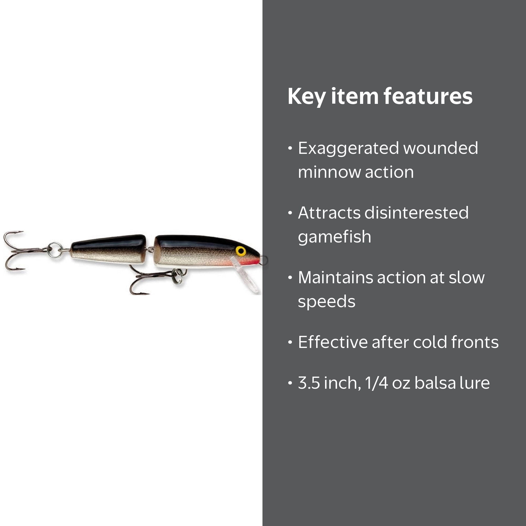Rapala Jointed Minnow 09 1/4oz Silver - Walmart.com