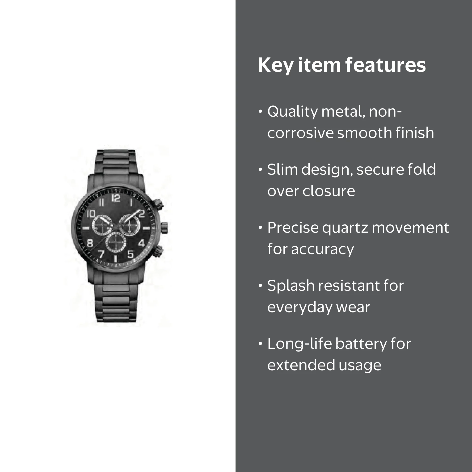 George Men's Gunmetal Round Bracelet Watch with Black Dial, Quartz