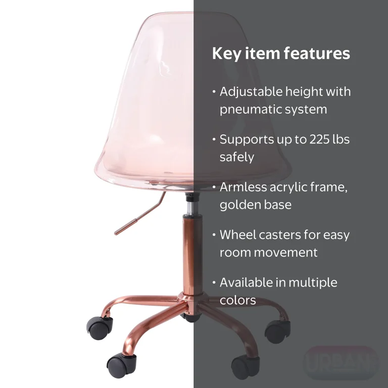 Urban Shop Acrylic Rolling Office Chair, Lantana - Walmart.com