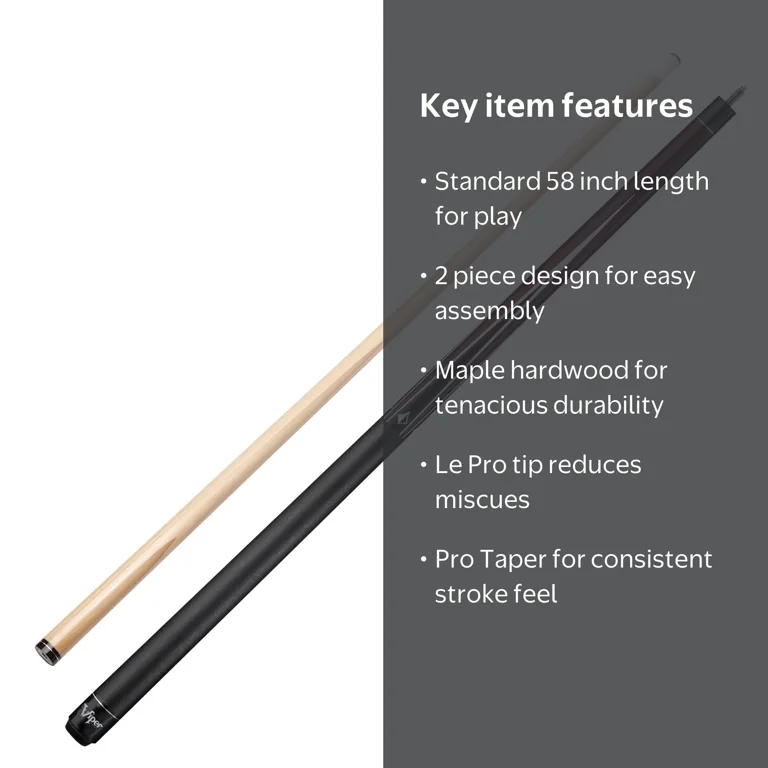 Viper Diamond 58 Inch 2 Piece Maple Pool Billiard Cue Stick with
