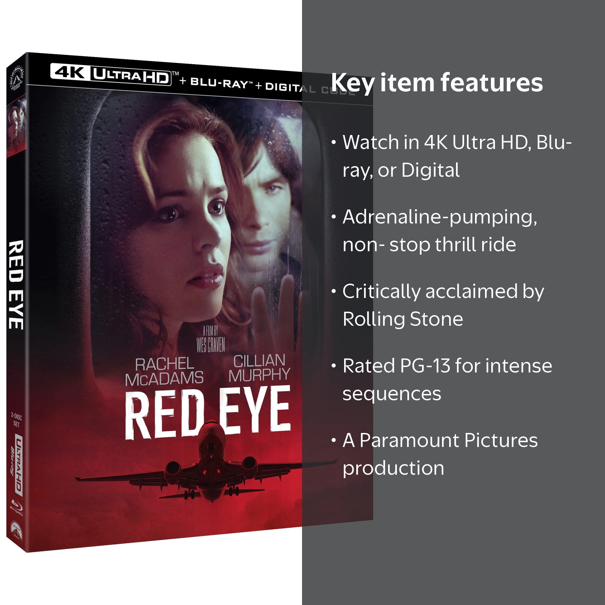 Paramount Home Video, Red Eye, 4K Ultra HD + Blu-ray + Digital, PG