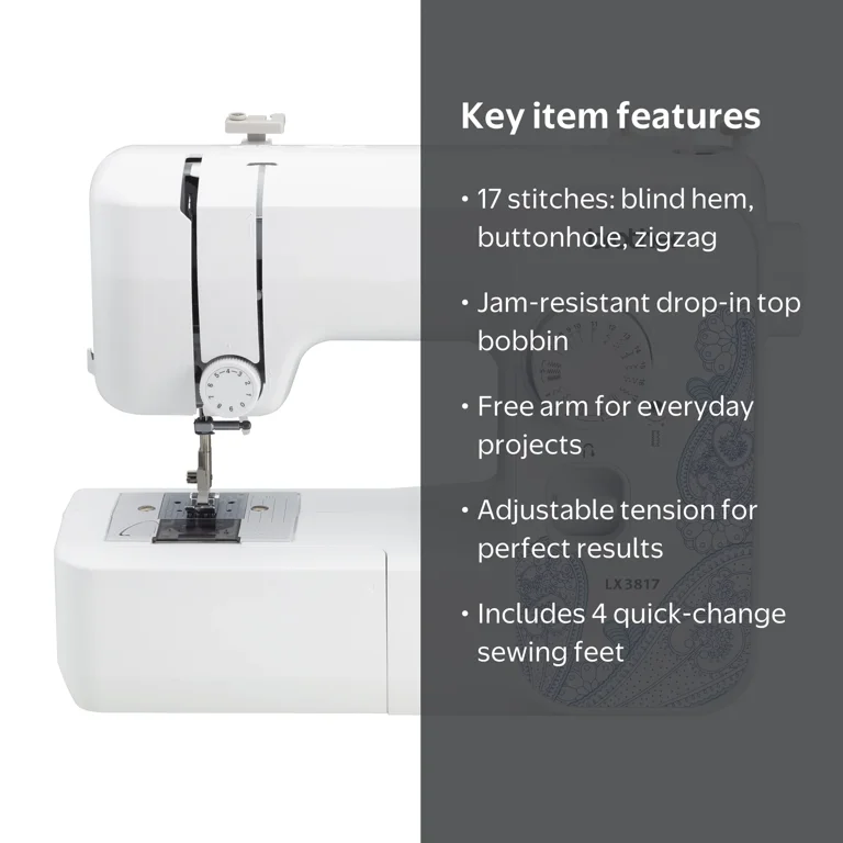 Brother RLX3817, Full-Size 17-Stitch Portable Sewing Machine