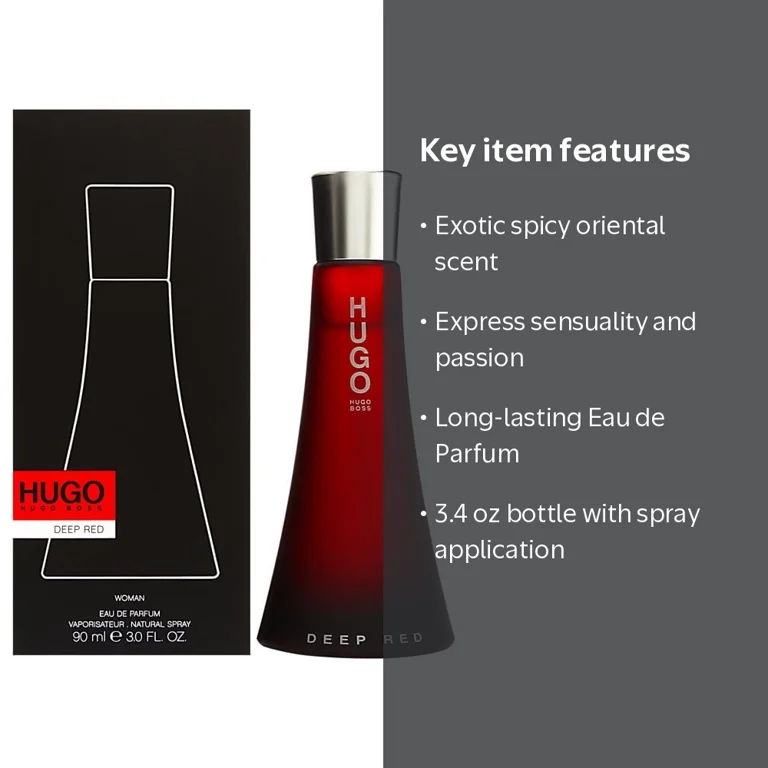 HUGO BOSS Deep Red Eau de Parfum Spray, 3.4 oz, Spicy Oriental
