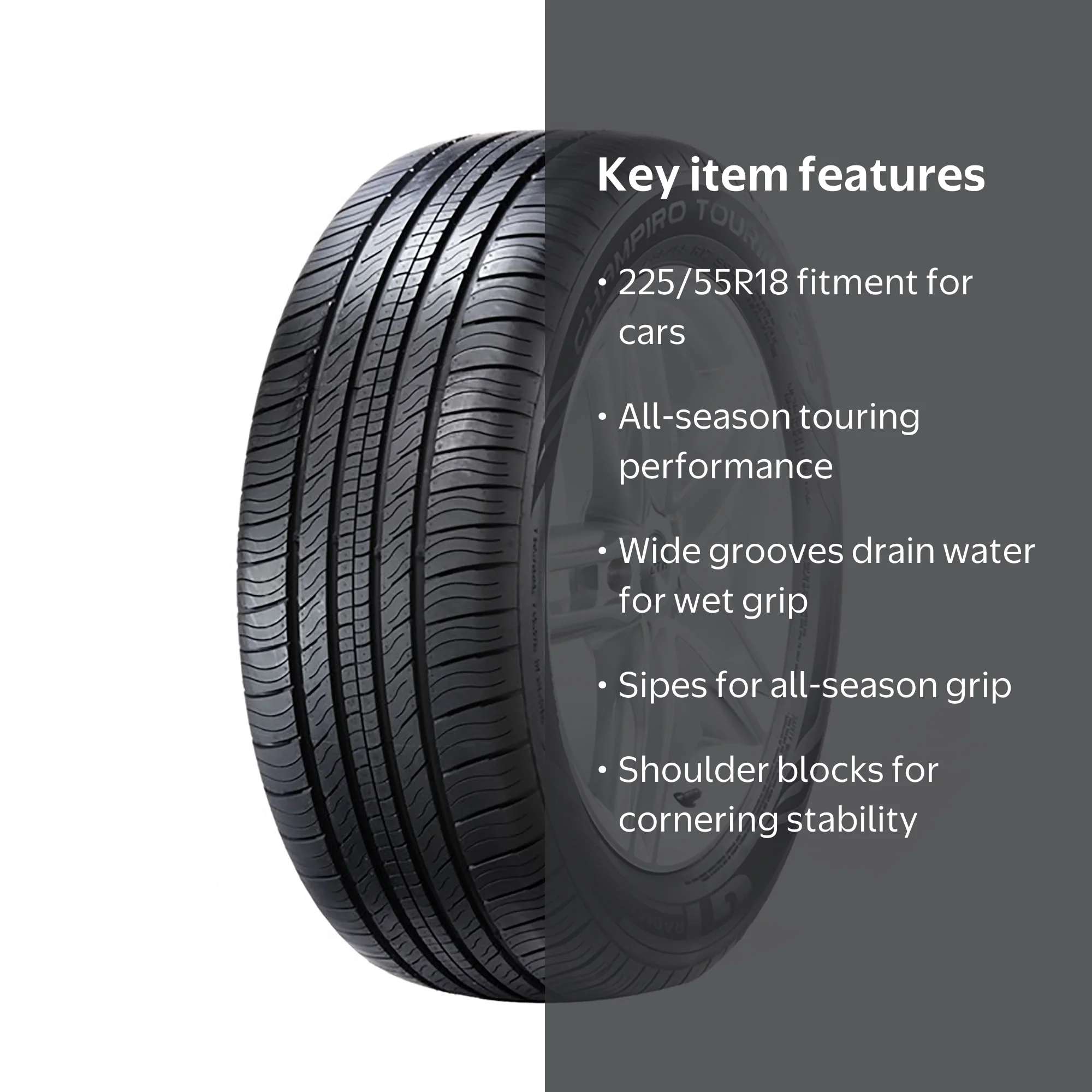 GT Radial, Passenger Tire, 225/55R18 98V, All Season Touring