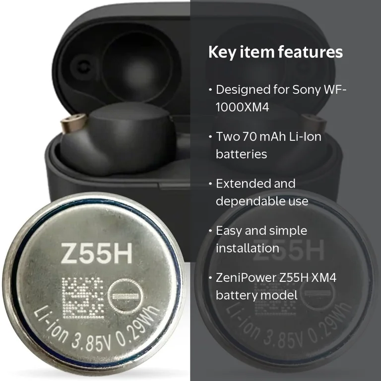 2Pcs Battery for Sony WF-1000XM4 Bluetooth Headset ZeniPower Z55H