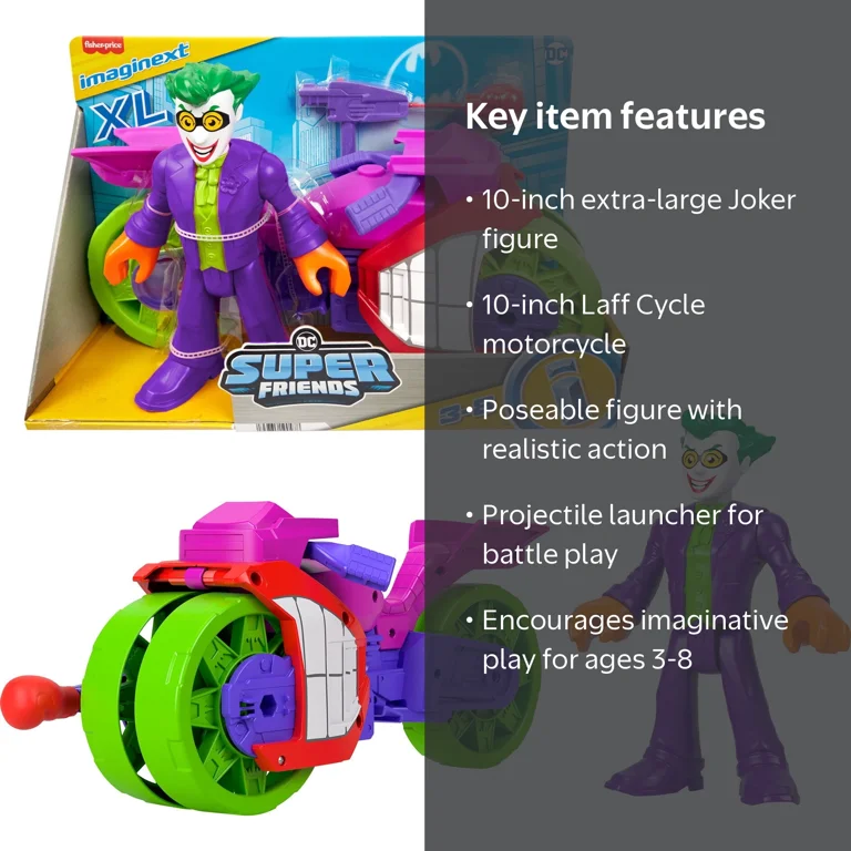 Imaginext DC Super Friends The Joker XL Figure and Laff Cycle