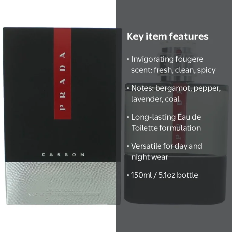 Prada Luna Rossa Carbon Eau De Toilette Spray 150ml - Walmart.com
