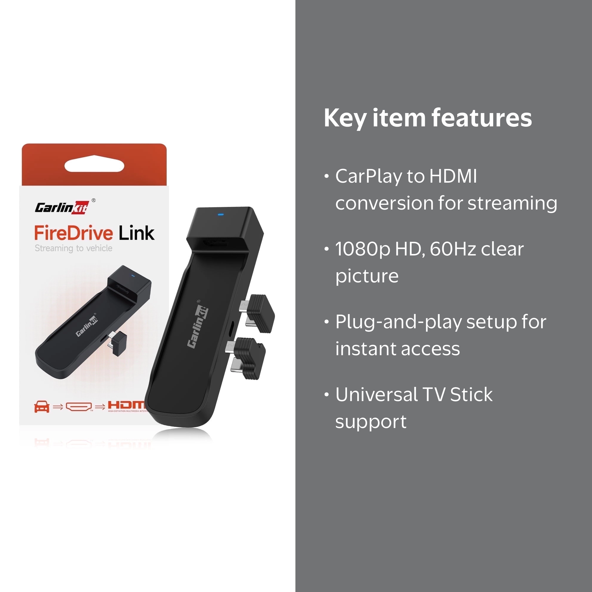 Carlinkit FDL HDMI Adapter - Converts Wired CarPlay to HDMI